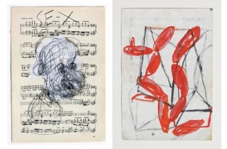 Newell Harry Untitled, 2006; gesso and oil stick on music sheet paper; 27.5 x 38 cm; enquire