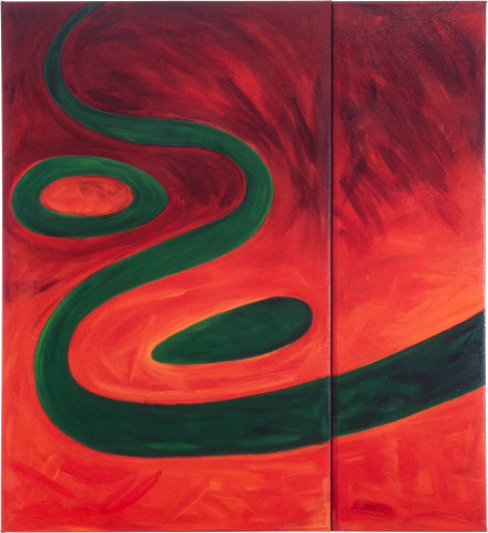 Linda Jackson Green River, 1998; acrylic on canvas; 120 x 110 cm; diptych; enquire