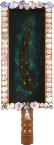 Dale Frank The Handed Cancerous Oats, 1982; acrylic and impregnated varnishes on canvas; 45 x 15 cm; enquire