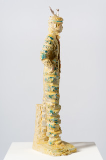 Linda Marrinon A sentimental bloke, 2025; painted plaster and hessian; 80 x 28 x 28 cm; enquire