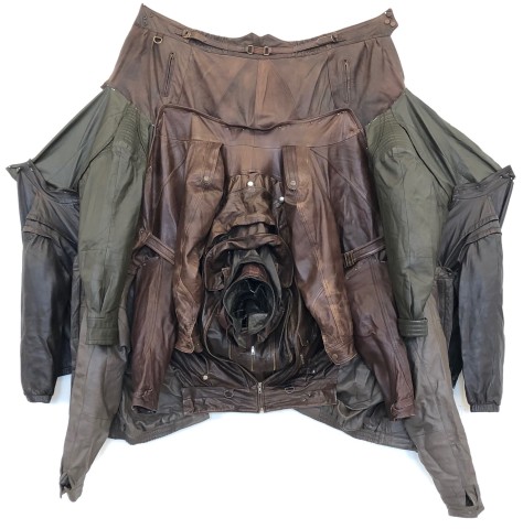 Sarah Contos Voltron III (Brown), 2019; repurposed leather jackets, hardware, thread; 165 x 155 x 30 cm; Enquire
