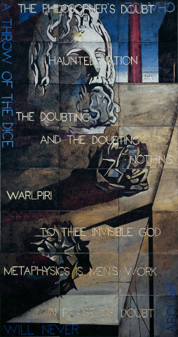 Imants Tillers The Philospher's Doubt, 2017; acrylic, gouache on 24 canvas boards, no. 99740 - 99763; 200 x 106 cm; Enquire