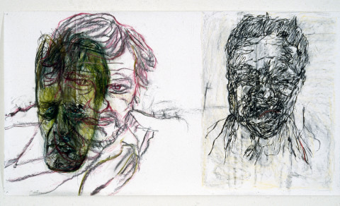 Mike Parr Fringe Dwellers, 1987; Girault pastel & charcoal on Stonehenge paper; 127.5 x 242 cm; enquire