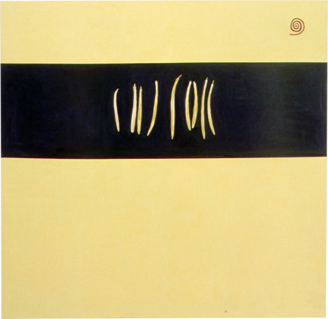 Fiona Foley Mangrove Pods 3, 2002; oil on linen; 154 x 160 cm; enquire