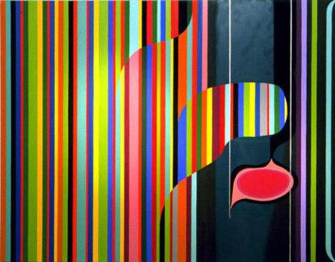 Dale Frank Art Critics Make Great Fat Chicks Between Flanelette Sheets, 2001; from the series Cat #7; acrylic paint on canvas; 200 x 260 cm; enquire