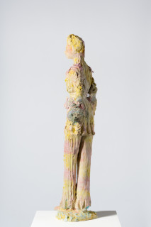 Linda Marrinon Woman with reticule, 2025; painted plaster and hessian; 110 x 27 x 23 cm; enquire