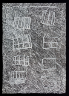 Nyapanyapa Yunupiŋu Birrka'mirr, 2018; 5795-18; paint pen on clear acetate; 86 x 62 cm; enquire