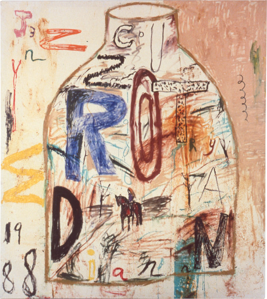 Country Road, Wandin, 1987; oil, acrylic and mixed media on rabbit skin glue primed cotton duck; 195 x 172 cm