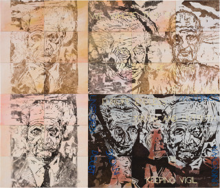 Imants Tillers Keeping vigil, 2021; synthetic polymer paint, gouache on 30 canvasboards, nos. 112882–112911; 151.5 x 177 cm; more info; enquire