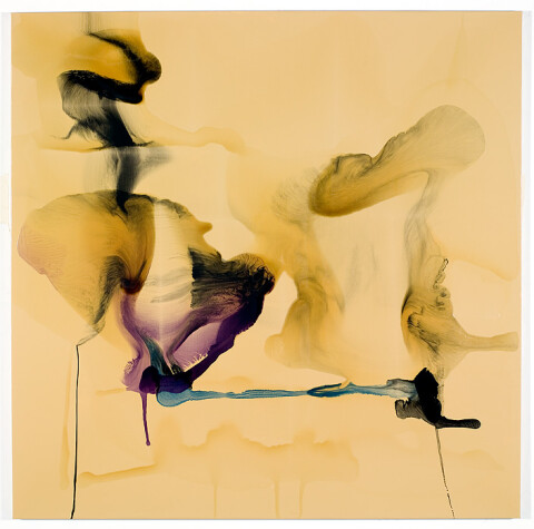 Dale Frank 21. The wedding tackle in a winning scrum a punch drunk pounding lying on the pavement preferring lilac illuminations ignoring the screams to get up, get up, 2008; varnish on canvas; 200 x 200 cm; enquire