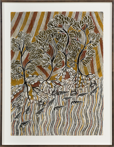 Yalmakany Marawili Gathul, 2023; from the series 6127-23; acrylic and earth pigments on paper; 89 x 69 cm; more info; enquire