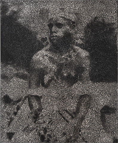 Daniel Boyd Untitled (NHC4), 2014; oil, charcoal and archival glue on linen; 167 x 137 cm; enquire