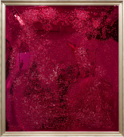 Dale Frank sabco sabco sabco, 2015; shattered auto windscreen (BMW) on perspex; 214 x 194 cm; enquire