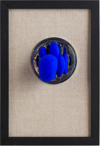 Caroline Rothwell Ooze, 2019; Stainless steel, hydrostone, paint, epoxy glass, canvas, frame; 33 x 25 cm; Enquire