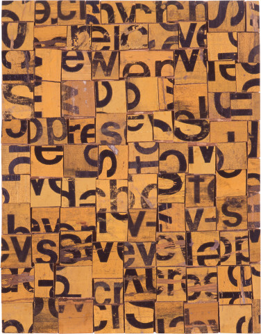 Rosalie Gascoigne Honey Bee 3, 1992; sawn / split soft drink crates on plywood; 39.4 x 30.5 cm; enquire