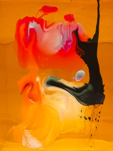 Dale Frank He really wasn’t lonely, he just hated anyone who stayed a moment longer than needed, 2026; colour powder pigments in Epoxyglass, Epoxyglass, on perspex; 200 x 150 cm; more info; enquire