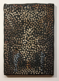 Daniel Boyd Untitled (MAS), 2012; oil, digital print and archival glue on canvas; 35.5 x 25 cm; enquire