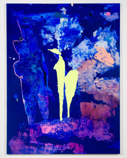 Tom Polo and afterwards, a night sky, 2026; acrylic, gouache and Flashe on polycotton; 182 x 138 cm; enquire