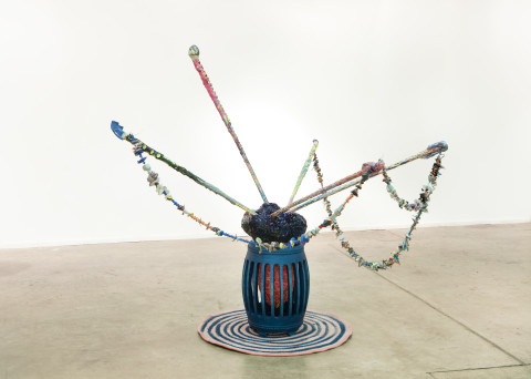 Rohan Wealleans Scare Transfer, Storage Unit 3000, 2010; house paint, wood, ceramic, rug, vampire teeth, polystyrene, string; 172 x 200 x 180 cm; enquire