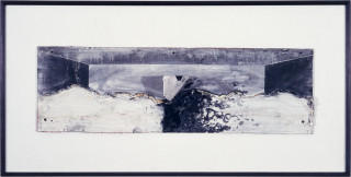 Richard Goodwin From Figure in Landscape Series, 1987; chalk, graphite, silicon and cloth on masonite; 50 x 100 cm; enquire