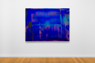 installation view; Dale Frank His loneliness suffocated the space around him, but his anger towards himself provided him with just enough of the air he needed to share, 2025; colour powder pigments in Epoxyglass, Epoxyglass, on perspex; 150 x 200 cm; enquire