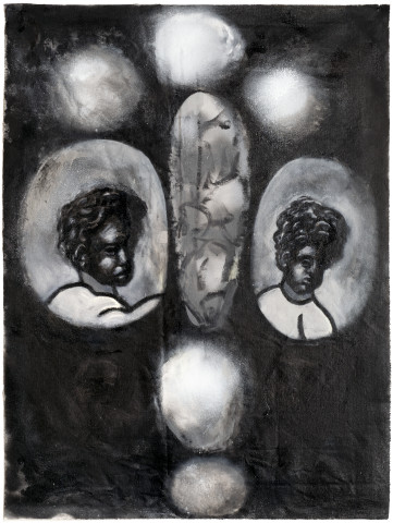 Tony Clark Design for a Portrait Jewel (G. and M.), 2015; acrylic on canvas; 99 x 74 cm; enquire