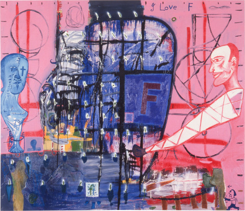 Gareth Sansom I Love "F", 1988; oil and enamel on linen; 198.1 x 213.3 cm; enquire