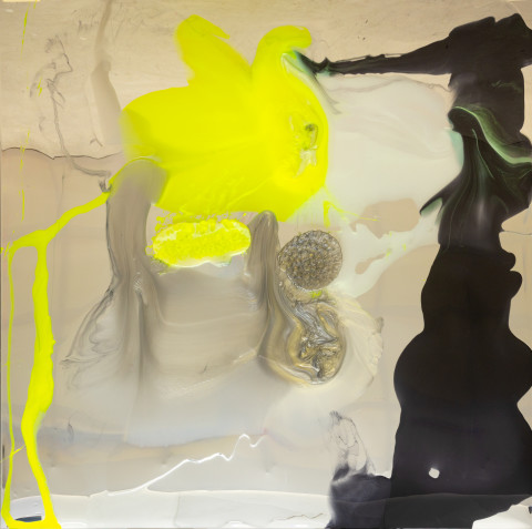 Dale Frank Jeff and Adam have a wonderfull family having over the last 20 years found four boys from three States, always on Christmas holidays, and two have turned out to be good lookers, 2026; colour powder pigments in Epoxyglass, Epoxyglass, on perspex; 200 x 200 cm; more info; enquire