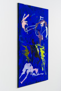 Tom Polo the rescuers, 2026; acrylic and Flashe on polycotton; 182 x 138 cm; enquire