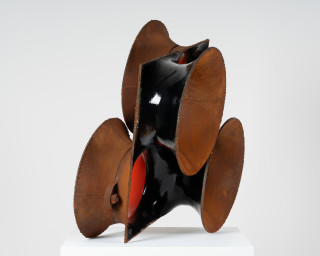 James Angus Afterburner, 2025; steel, enamel paint; 97 x 99 x 46 cm; enquire