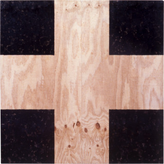 John Nixon PLYWOOD + BLACK/CROSS, 1992; enamel on wood; 240 x 240 cm; enquire