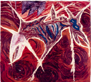 Jonathan Throsby Carnation Cow, Celebrated Cow, 1982; oil on canvas; 198 x 183 cm; enquire