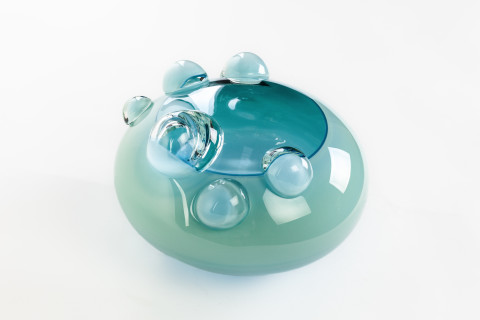 Patricia Piccinini Cerulean Consciousness, 2023; hand blown glass; 21 x 29.5 x 29 cm; more info; enquire