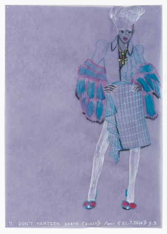 Jacqueline Fraser DON'T MENTION DEATH >, 2004; aquarelle on French calque paper; 30 x 21 cm; enquire