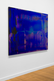 installation view; Dale Frank His loneliness suffocated the space around him, but his anger towards himself provided him with just enough of the air he needed to share, 2025; colour powder pigments in Epoxyglass, Epoxyglass, on perspex; 150 x 200 cm; enquire