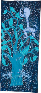 Dhambit Munuŋgurr Guwak, 2022; 873-22; earth pigments and acrylic on bark; 194 x 85 cm; more info; enquire