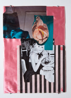 Jacqueline Fraser Christian Dior Looking at Daniel Buren at the Guggenheim NYC, 2013; Mixed media collage; 59 x 42 cm; enquire