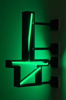 Callum Morton City Lights #14, 2026; steel, 2Pac polyurethane, lights; 82 x 62.5 x 12 cm; enquire