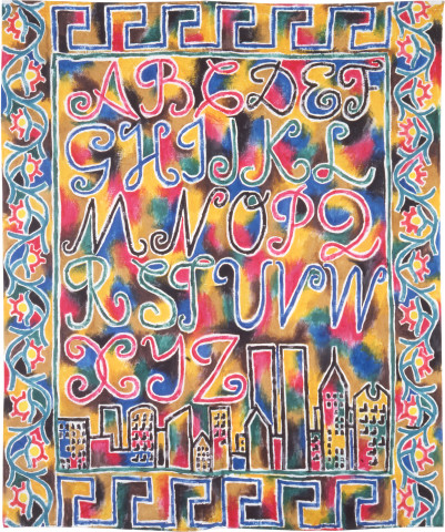 David McDiarmid A E I O U, 1984; acrylic on cotton; 240 x 210 cm; enquire