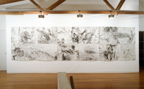 Mike Parr Great Distances Between Small Towns, 1990; drypoint from copper; 156 x 1284 cm; enquire