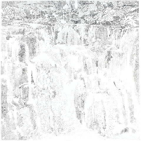 Nike Savvas Waterfall (silver), 2003; foil and acrylic on canvas; 162.5 x 160 cm; enquire