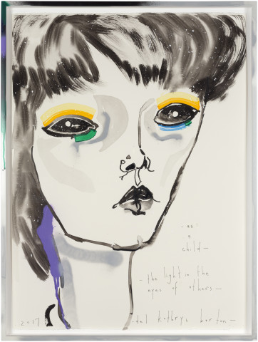 Del Kathryn Barton as a child - the light in the eyes of others, 2017; ink and acrylic on hot press paper; 80.5 x 60.5 cm; Enquire