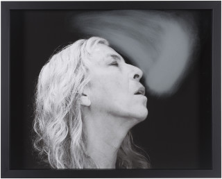 Julie Rrap Blow Back #3, 2018; digital print and handground glass; 52 x 64 cm; Edition of 3 + AP 1; enquire