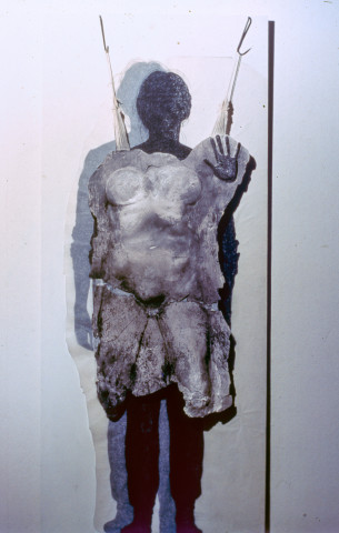 Heather Dorrough Study I, 1985; plaster, acrylic paint and charcoal on paper; 116 x 64 cm; enquire