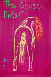 Jenny Watson The Ghost Rider, 1987; oil on fabric; 120 x 80 cm; enquire