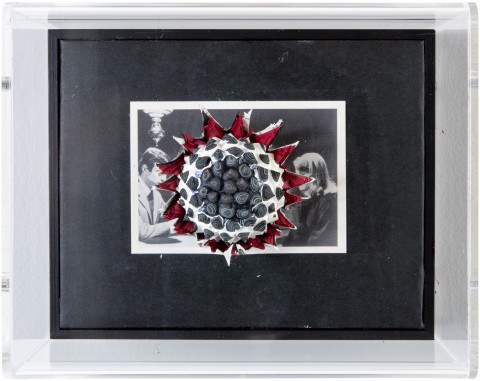 Rohan Wealleans Future, 2014; paint and polystyrene on trading cards; 13.8 x 17 x 9 cm; enquire