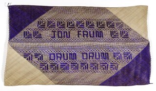 Newell Harry untitled (Jon Frum / Drum Drum), 2007; from the series gift mat; Pandanus and dye; 114 x 203 cm; irregular; enquire