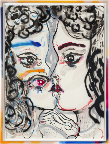 Del Kathryn Barton the she - rainbowed joining, 2017; ink and acrylic on hot press paper; 80.5 x 60.5 cm; Enquire
