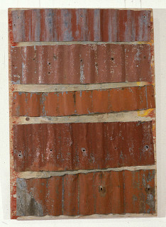 Rosalie Gascoigne Rose Red City #10, 1993; corrugated iron on wood; 108.5 x 76 cm; enquire