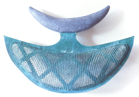 Bronwyn Oliver Blue Blade, 1989; copper, lead and wood; 36 x 55 x 15 cm; enquire